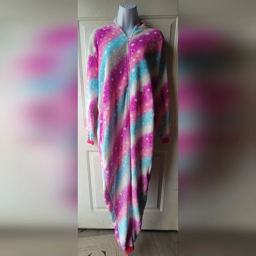 Rainbow Unicorn Onesie Pajamas Size Medium - Picture 2 of 9